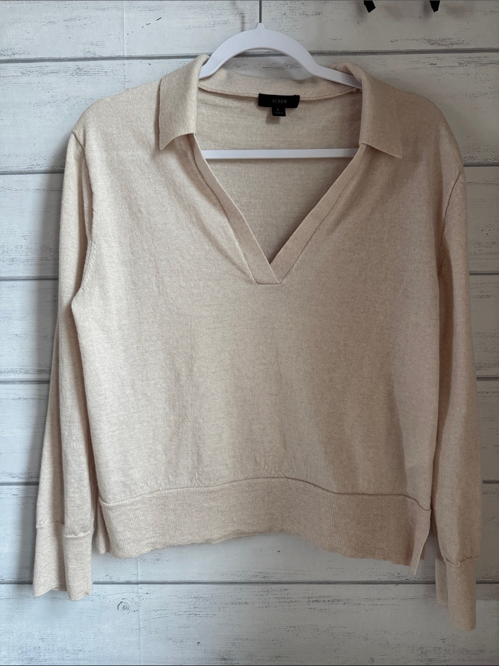 J.Crew Beige Merino Wool Pullover Sweater